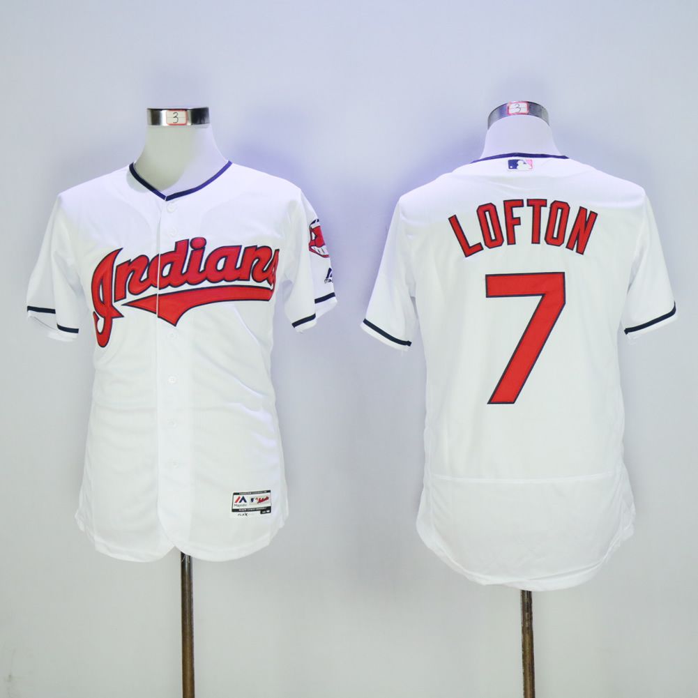 Men Cleveland Indians 7 Lofton White MLB Jerseys